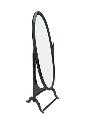 Oval Ayarlanabilir Ayaklı Boy Aynası Tamamı Ahşap Siyah Renkli EV-80