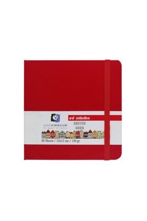 Sketch Book Sert Kapak Eskiz Çizim Defteri 80 Yaprak 140 Gr 12x12 Cm. Kırmızı ALX1212-K