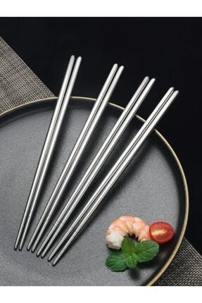 Paslanmaz Çelik Metal 5 Takım Chopstick 22,5cm cppm055