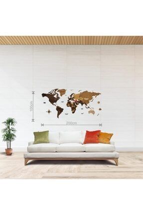 Dekoratif 4katman Ahşap Dünya Haritası 3d (orta Boy) 405440