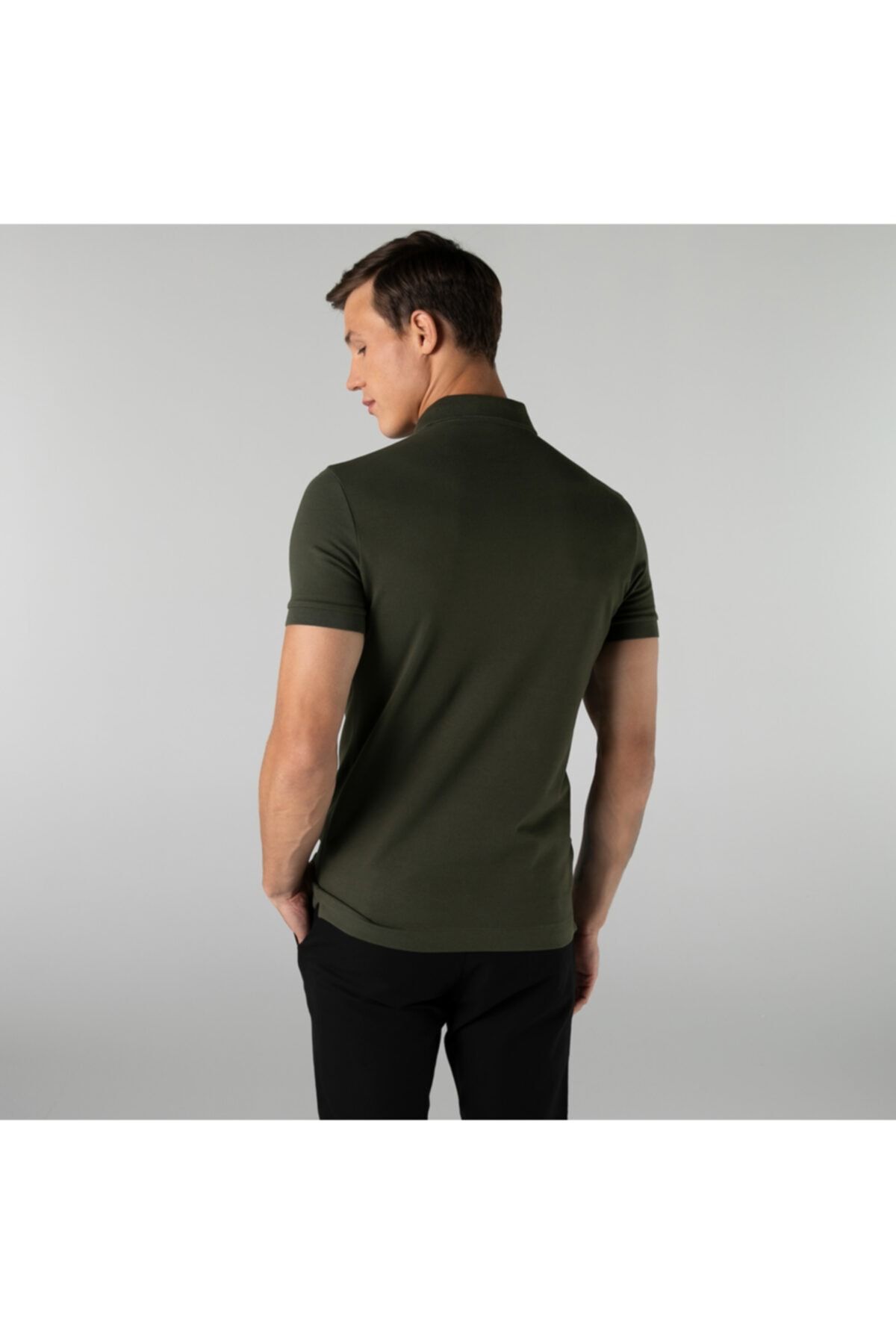 تی شرت یقه پولو سبز مردانه معمولی مناسب خاکی پاریس Pholo PH5522 Lacoste