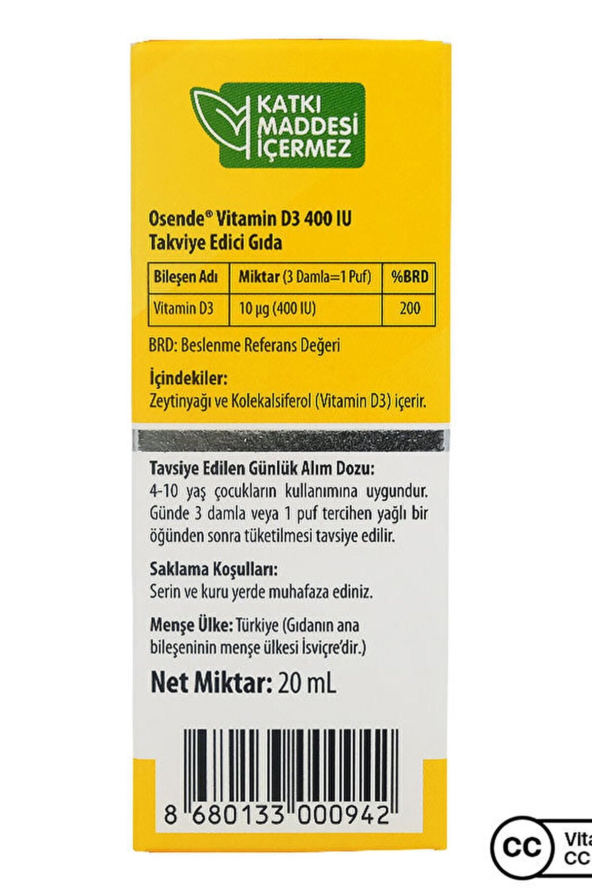 Osende Vitamin D3 400 Iu 20 Ml Drops