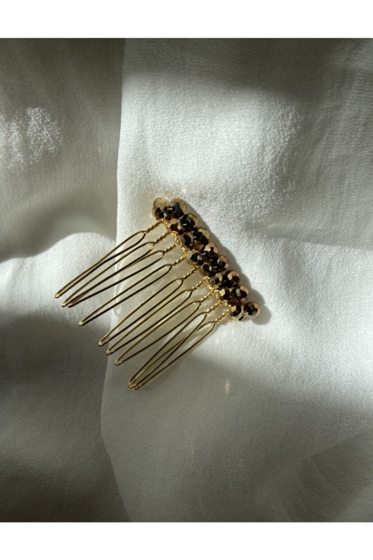 Pearly Handmade Gold Mini Comb Buckle Trendyol