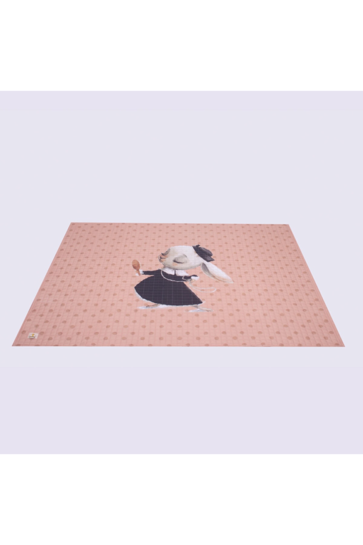 arbababy %100 Organik Pamuk Çocuk Oyun Matı - Puantiyeli Tavşan Temalı - Pembe - 120 x 150 cm fotoğrafı 5 (önizleme)