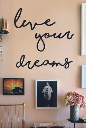 Live Your Dreams Dekoratif Ahşap Modern Duvar Yazısı Tablo Dekor TVS-LIVE-YOUR