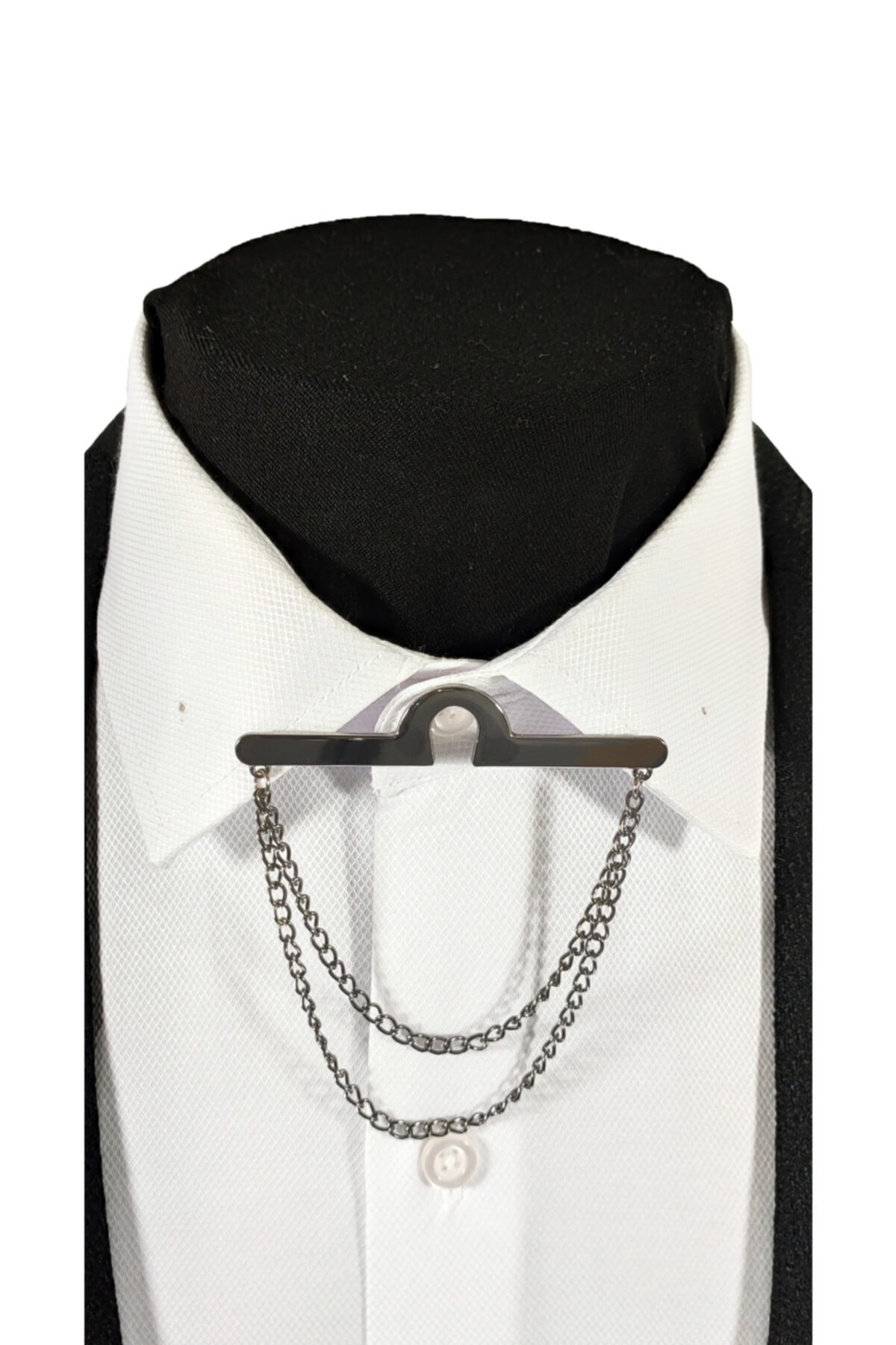  سنجاق/زنجیر یقه پیراهن نقره‌ای خاکستری