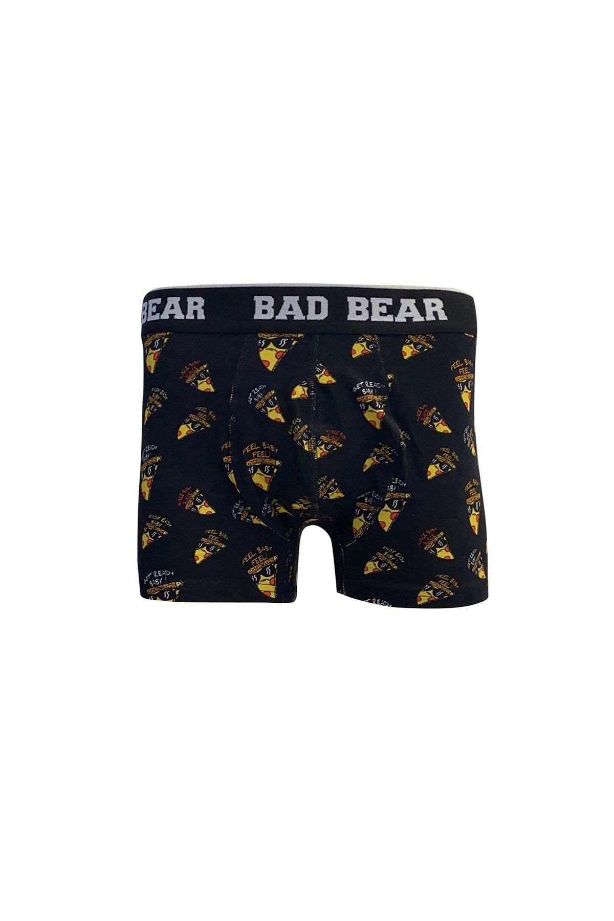 باکسر مردانه مشکی طرح دار پیتزا Bad Bear