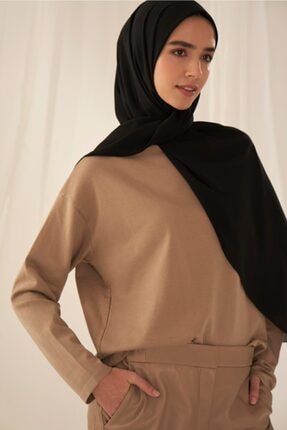 Hijab Tesettür Pamuk Caz Şal Modeli -siyah 15300004