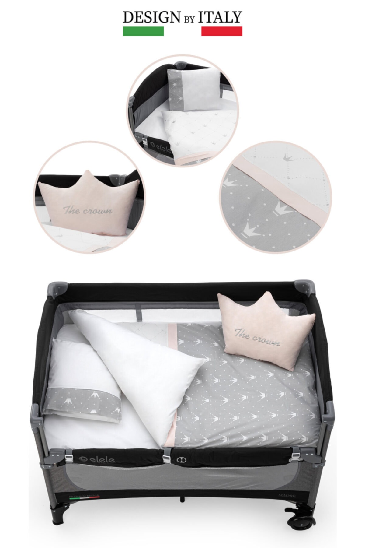 Elele Life Letto 6 Parça Park Yatak Bebek Uyku Seti Pudra fotoğrafı 3 (önizleme)