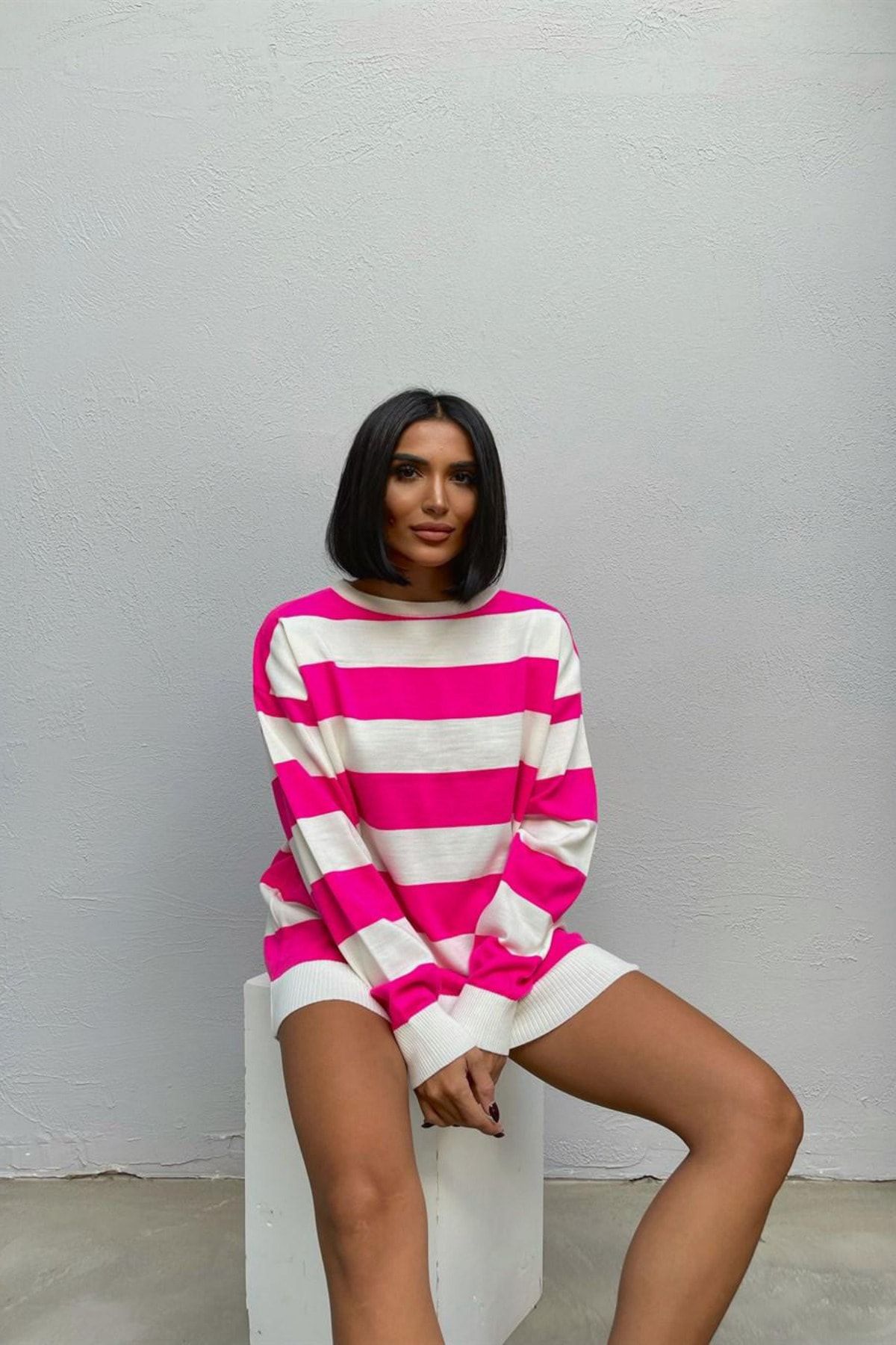 Striped top tunic sweater