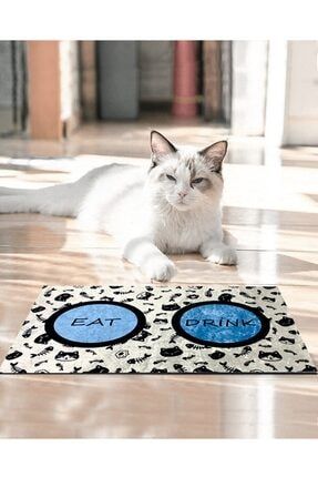 Kedi Köpek Mama Paspası Mama Kabı Altlığı Makinede Yıkanabilir Mavipas paspass
