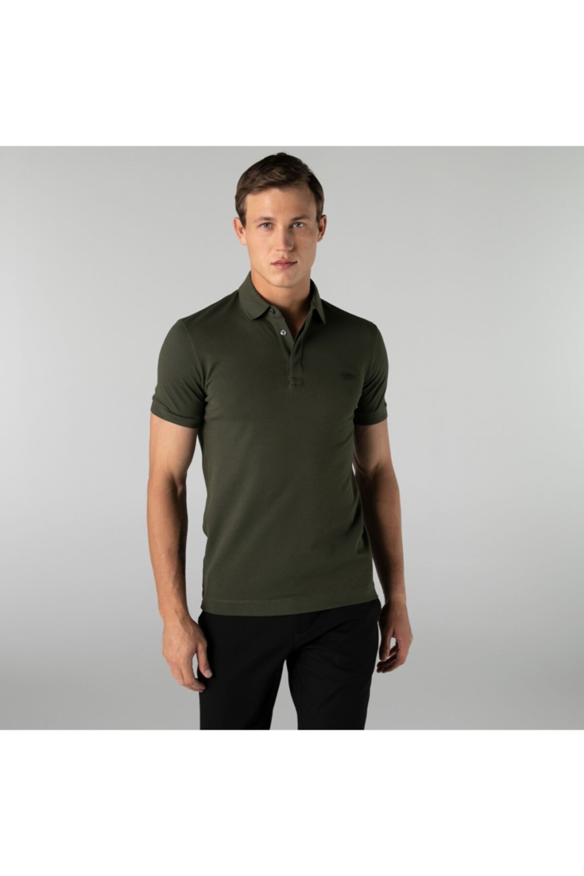 تی شرت یقه پولو سبز مردانه معمولی مناسب خاکی پاریس Pholo PH5522 Lacoste