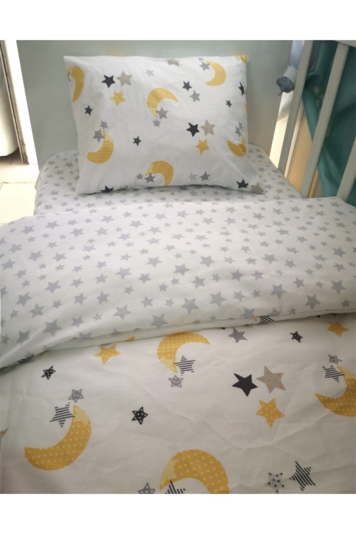 Grey and yellow cot bedding shop sets