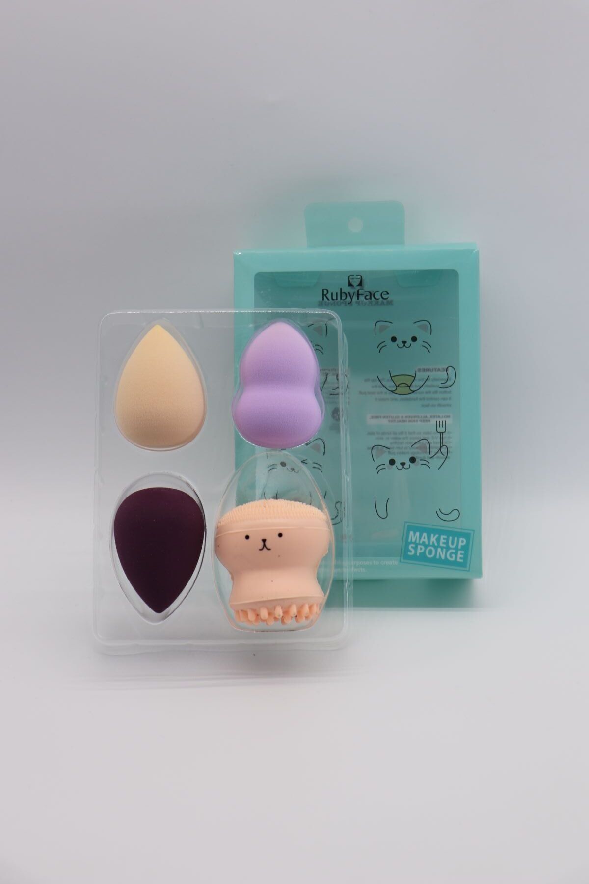 ruby face-4-Piece Makeup Sponge & Skin Cleansing Sponge Set 4