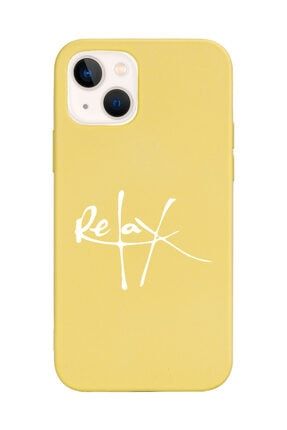 Iphone 13 Uyumlu Relax Tasarımlı Sarı Lansman Telefon Kılıfı iPhone13amz-lns-020