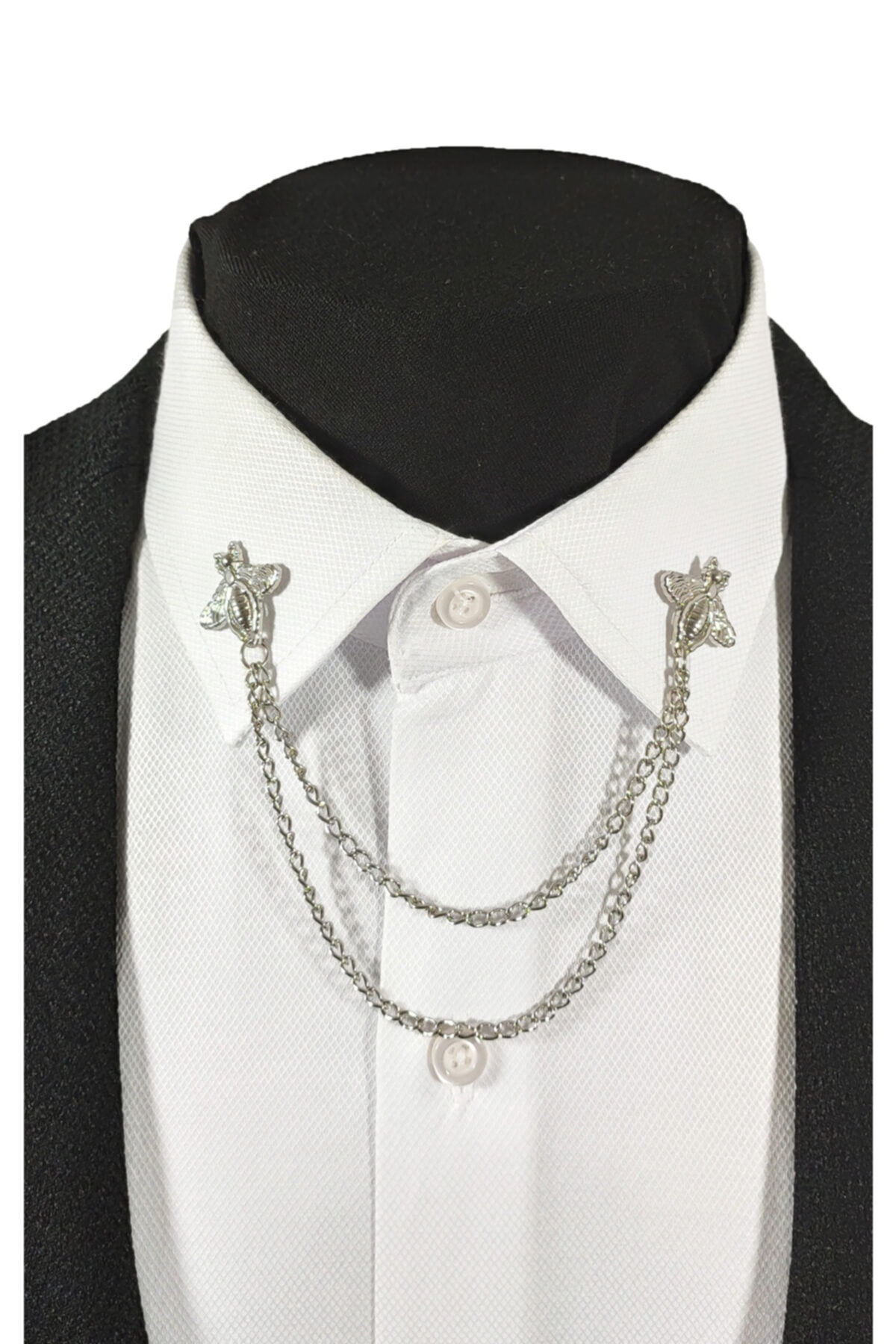  زنجیر یقه پیراهن فلزی نقره‌ای خاکستری طرح زنبور عسل