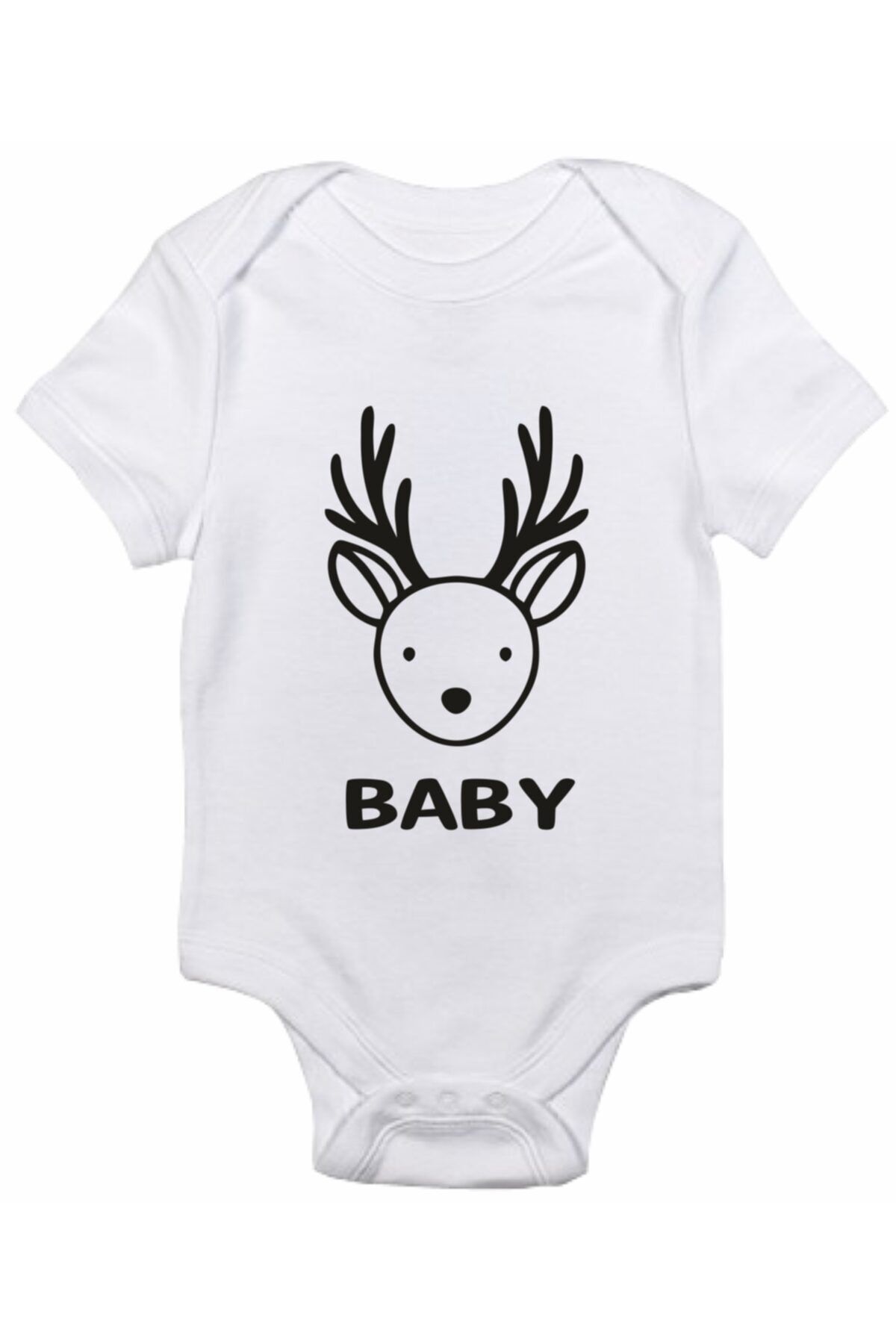 Geyik Suratlı Anne Bebek Tshirt Zıbın(tekli Ürün Kombin Yapmak Için 2adet Sepete Ekleyiniz)