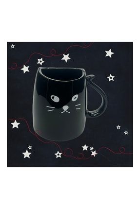 Siyah Kedi Baskılı Porselen Kupa Bardak 1276