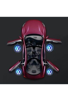 Volkswagen 2 Adet Araçları Için Pilli Yapıştırmalı Mesafe Sensörlü Kapı Altı Led Logo / Projektör VLKSG4587CFR