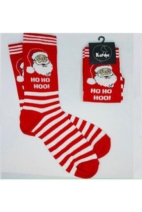 Yılbaşı Noel Baba Ho-ho-ho Desenli Unisex Çorap KZGN940