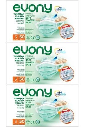 evony 3 katli filtreli burun telli cerrahi maske 100 lu set yumusak elastik kulakli fiyati yorumlari trendyol