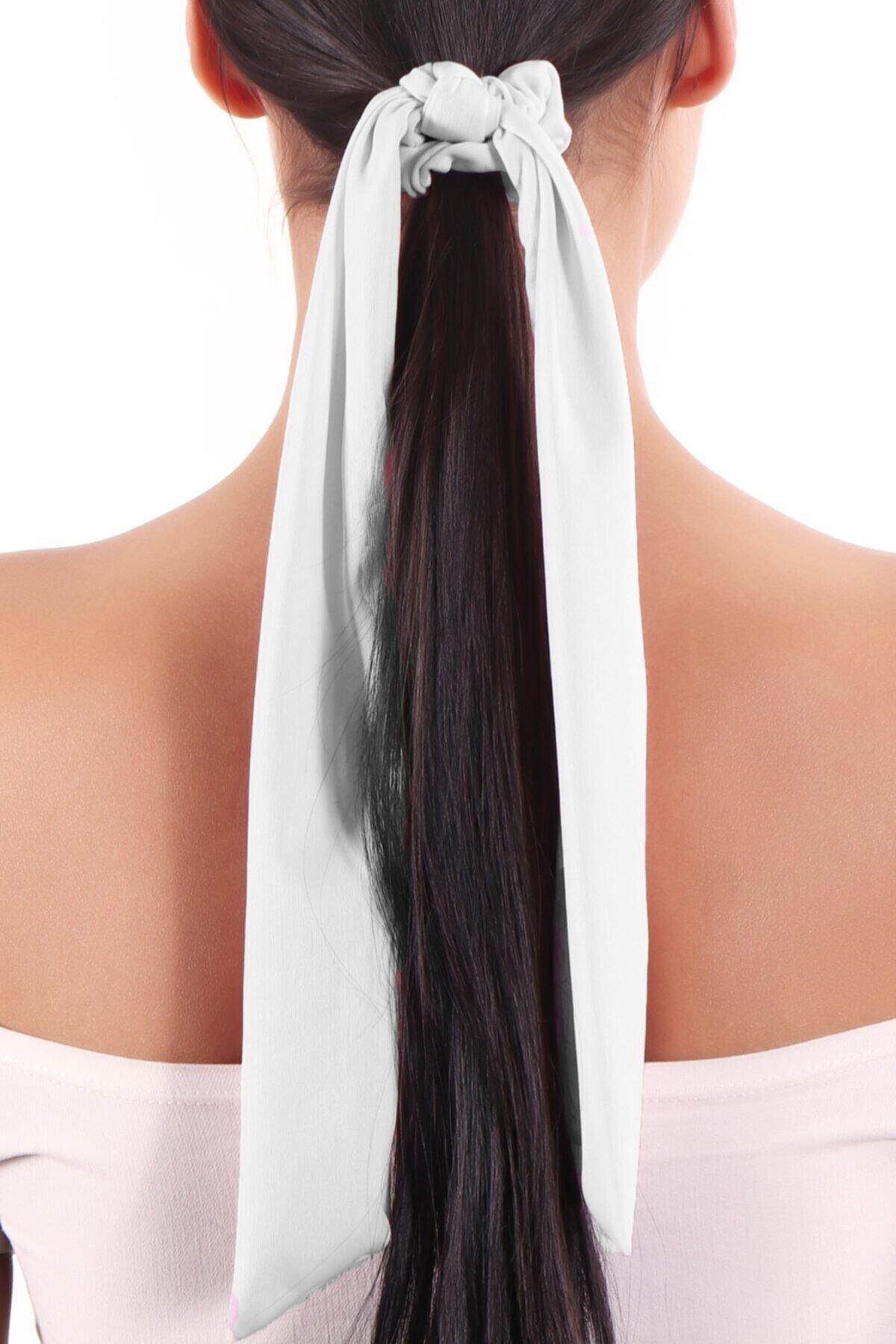 Hahai Women's Long Ribbon Model Scrunchie Buckle