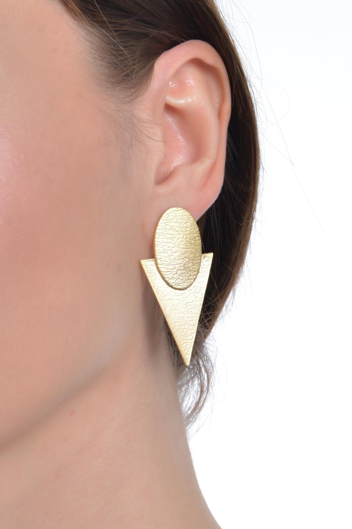 LABALABA WOMEN S GOLD COLOR PLATED GEOMETRIC EARRINGS Trendyol