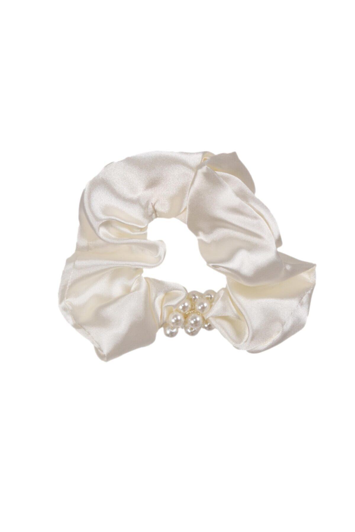 Hahai Women's Pearl Bead Detailed Scrunchie Buckle