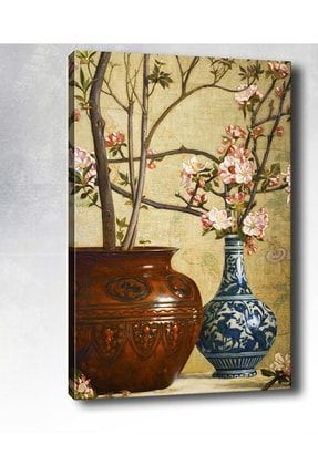 Çini Desenli Vazolu Çiçek Kanvas Tablo 150 X 100 cm B-42041