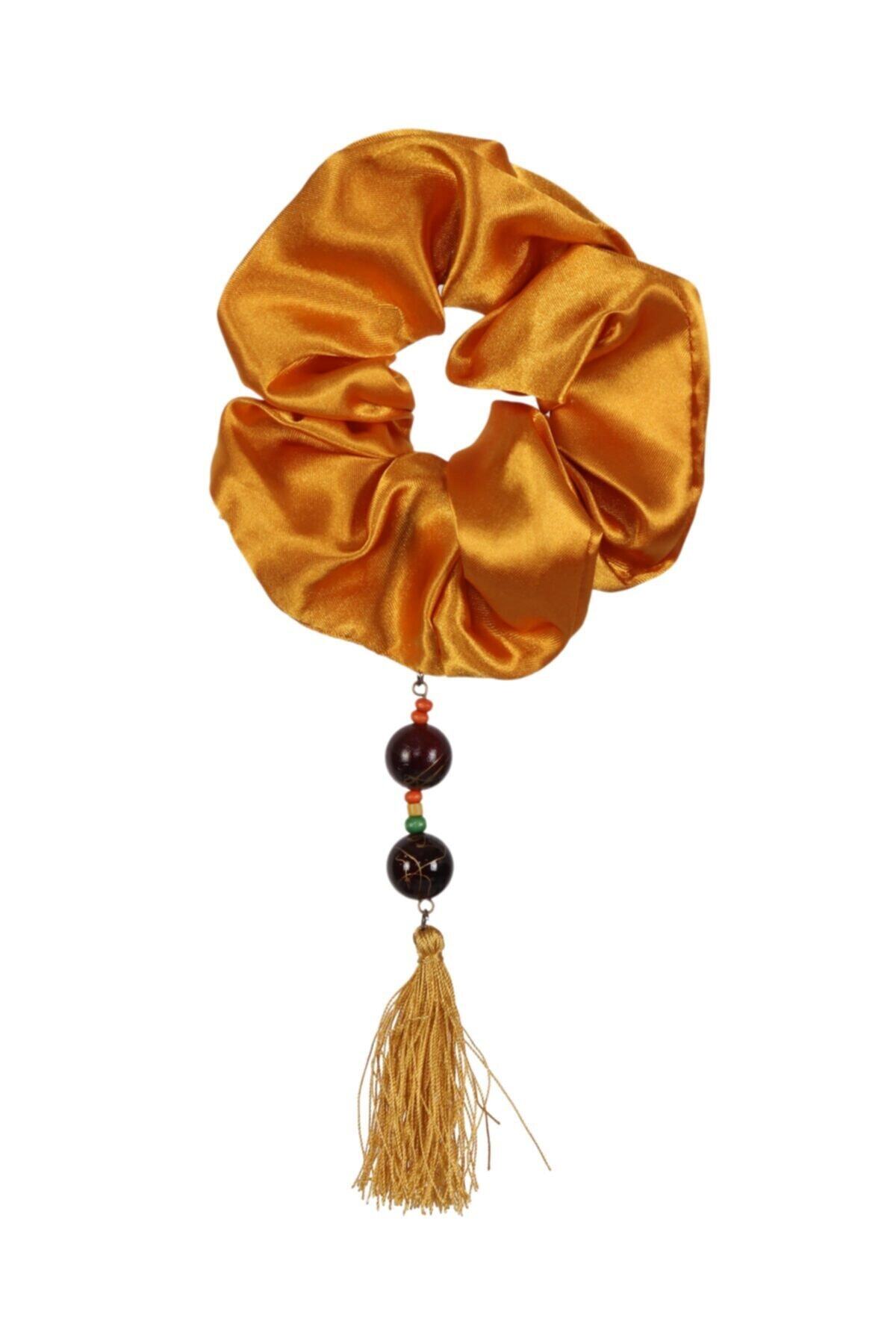 Hahai Women's Beaded Tassel Detailed Scrunchie Buckle