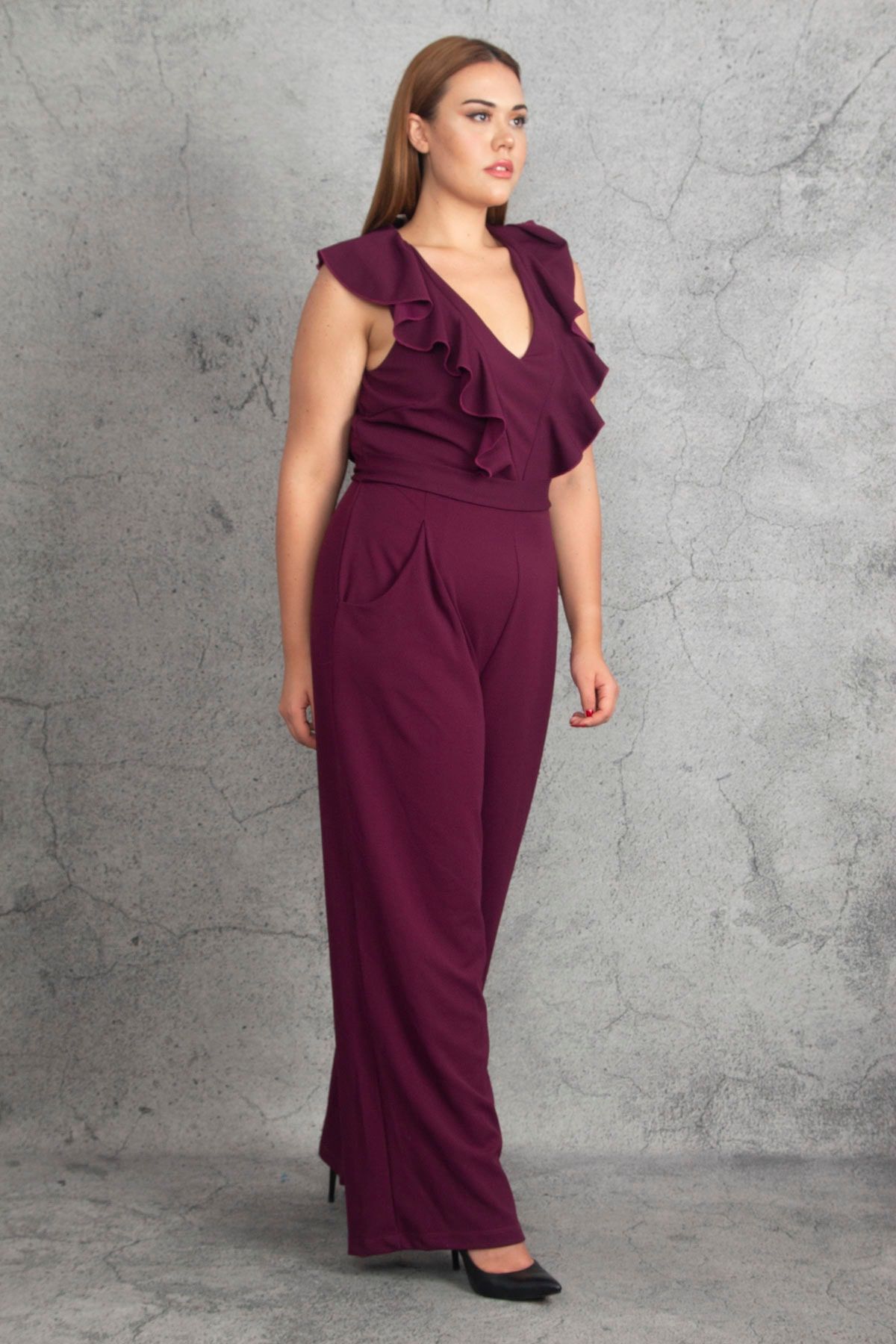 Plus size 2025 maroon jumpsuit