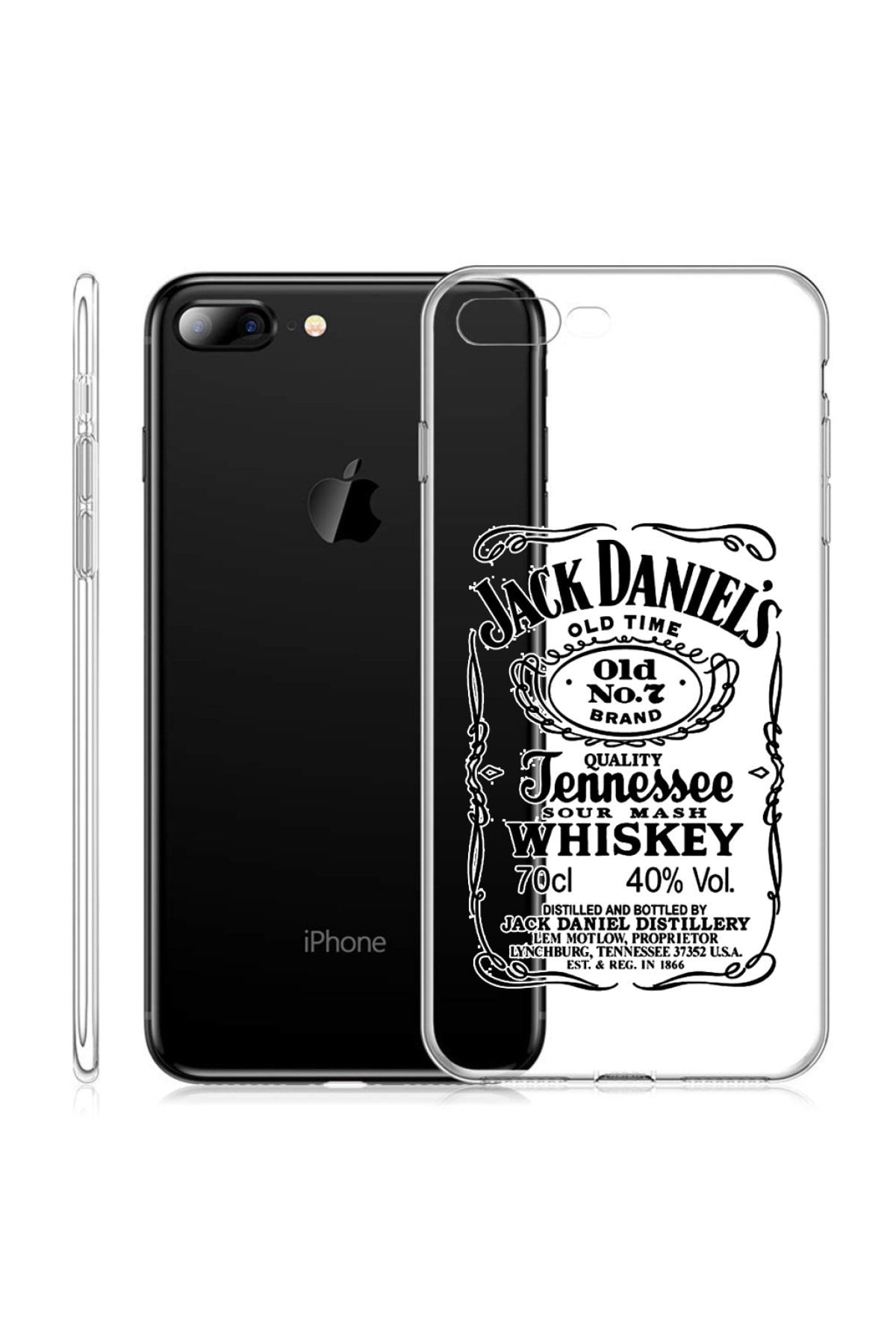 iphone 7 plus 8 plus baskili seffaf kilif jack daniels