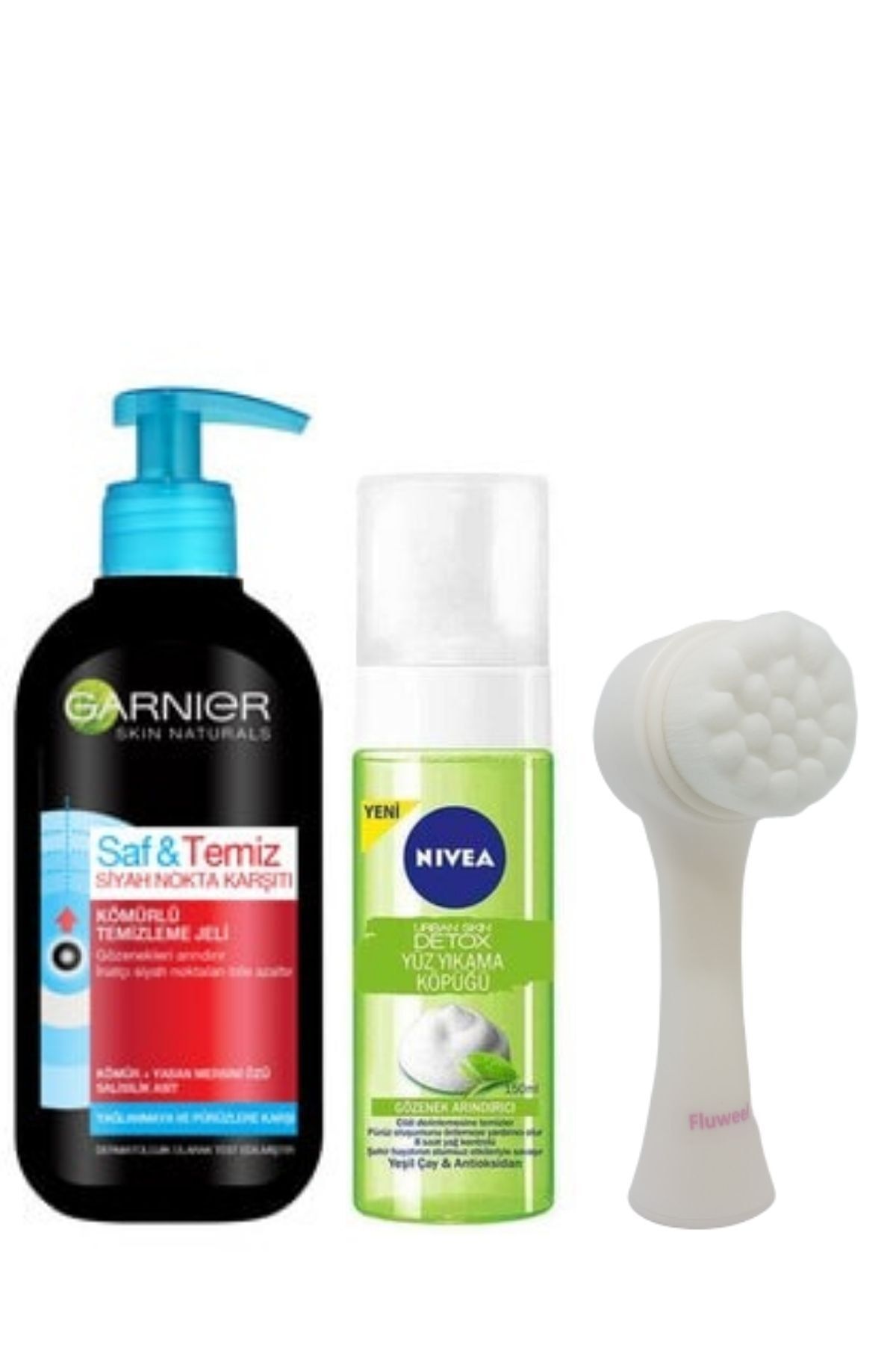 Garnier Siyahnokta Karşıtı Kömürlü Tem.jeli200ml&nivea Detox Yüz Yık.köp.150ml&yüz Tem.fırçası