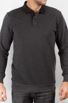Erkek Siyah Polo Yaka Sweatshirt w24030