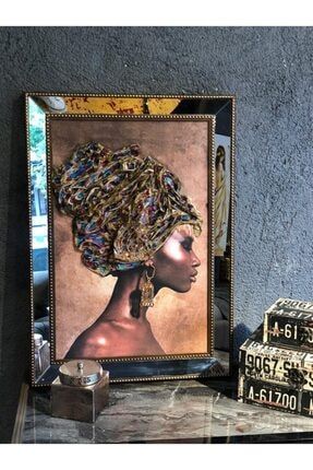 Kabartma Afrikalı Kız Ayna Çerçeveli Tablo 06.03.0001.12