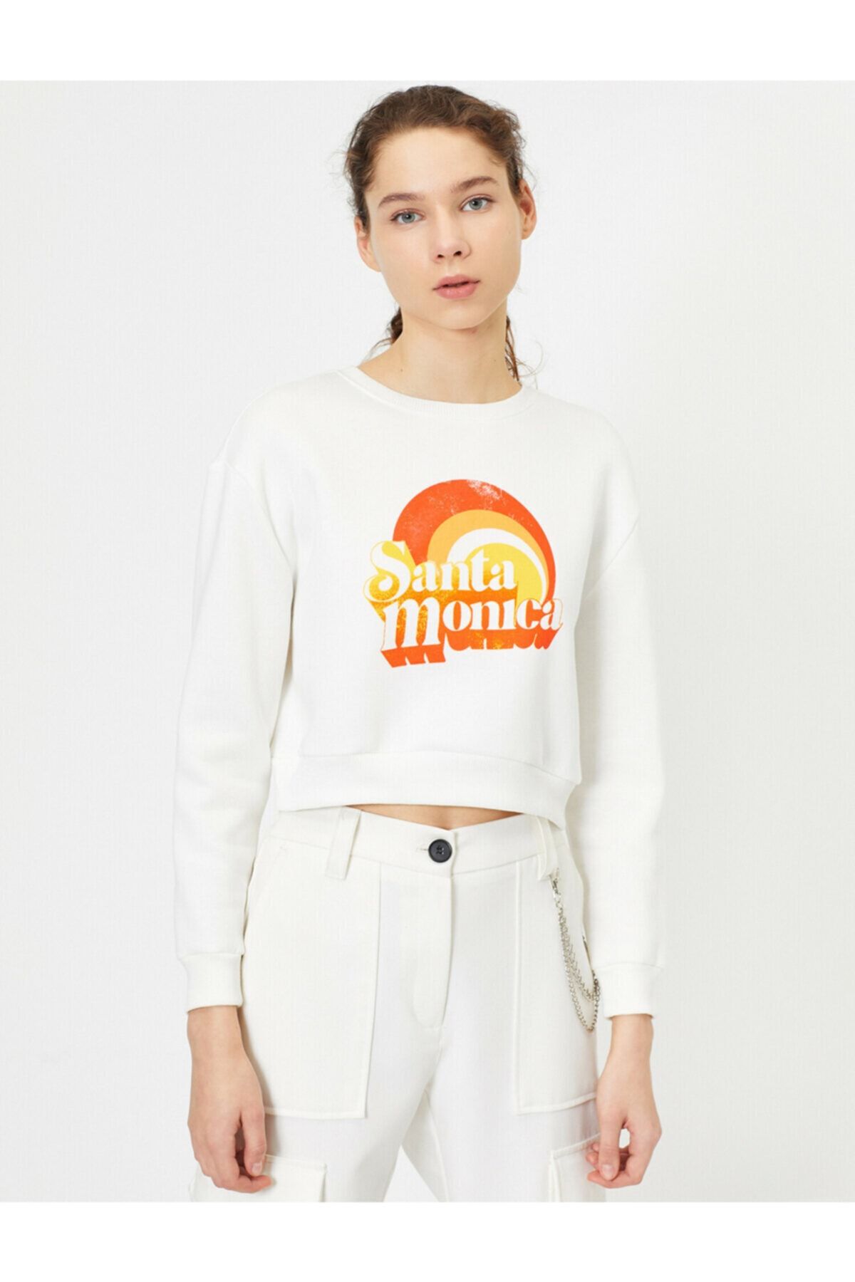 Koton Sweatshirt Ecru Regular Fit Fast ausverkauft