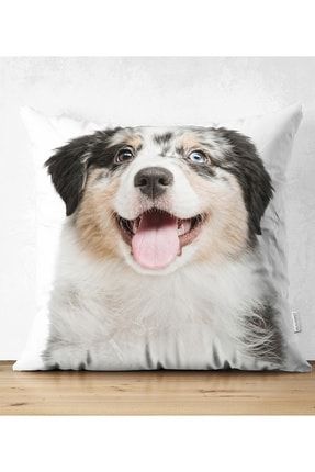 Sevimli Köpek Desenli Dijital Baskılı Modern Çift Taraflı Süet Yastık Kırlent Kılıfı Suet-K-5653