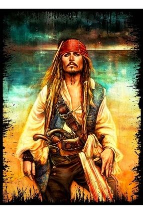 Ahşap Tablo Karayip Korsanları Jack Sparrow Poster 50x70 heybe03510114