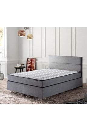Niron Yatak 160x200 Cift Kisilik Full Ortopedik Yatak Gri Keten Baza Baslik Trendyol