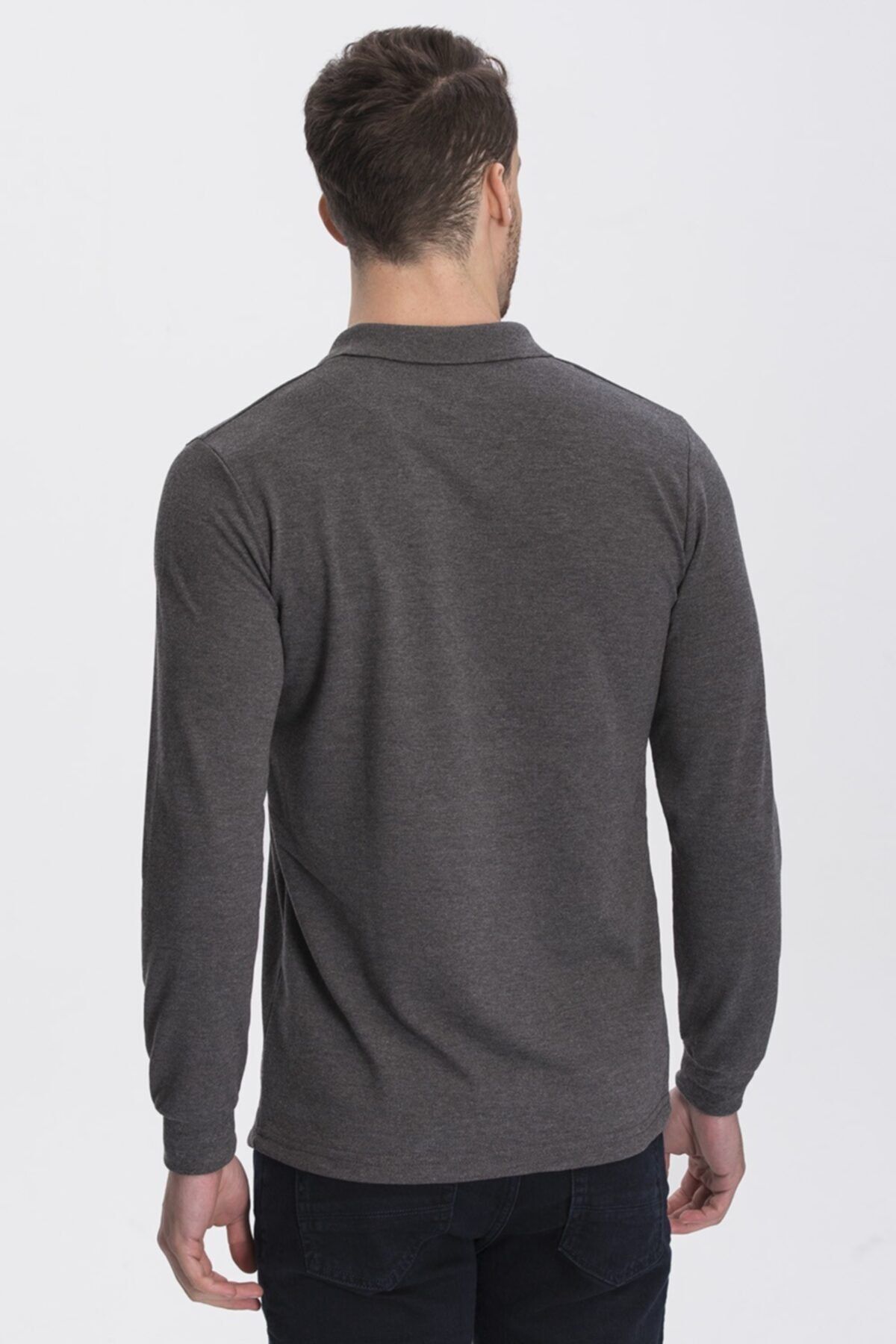 Dark grey long sleeve polo shirt hotsell