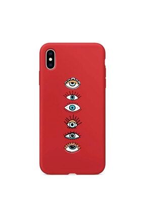 Iphone Xs Max Kırmızı Lansman Gözler Telefon Kılıfı IPXSMLN-062