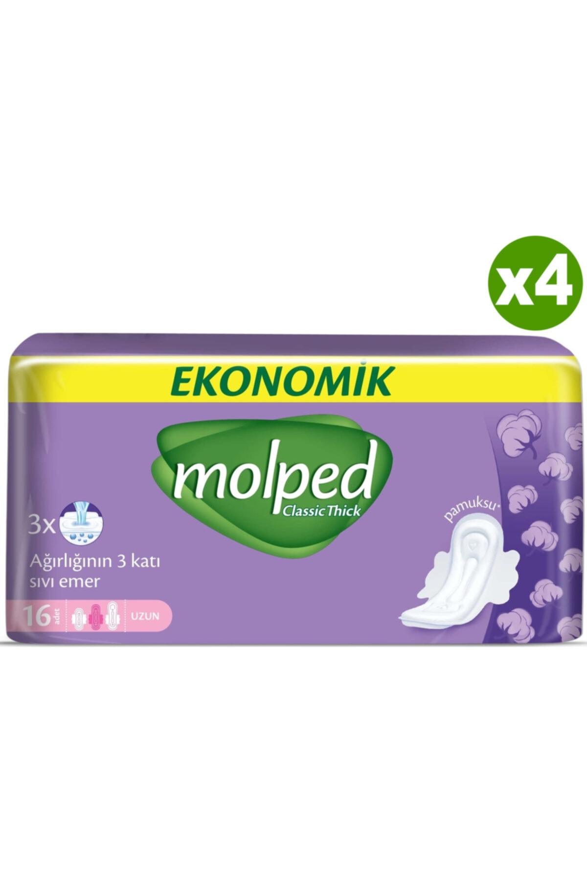 Molped Kalın Hijyenik Ped Uzun 16'lıx4 Paket