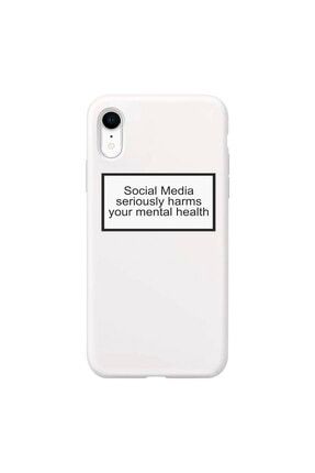 Iphone Xr Beyaz Sosyal Medya Desenli Telefon Kılıfı IPXRLN-025
