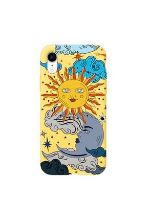 Iphone Xr Sarı Güneş Ve Ay Desenli Telefon Kılıfı IPXRLN-084
