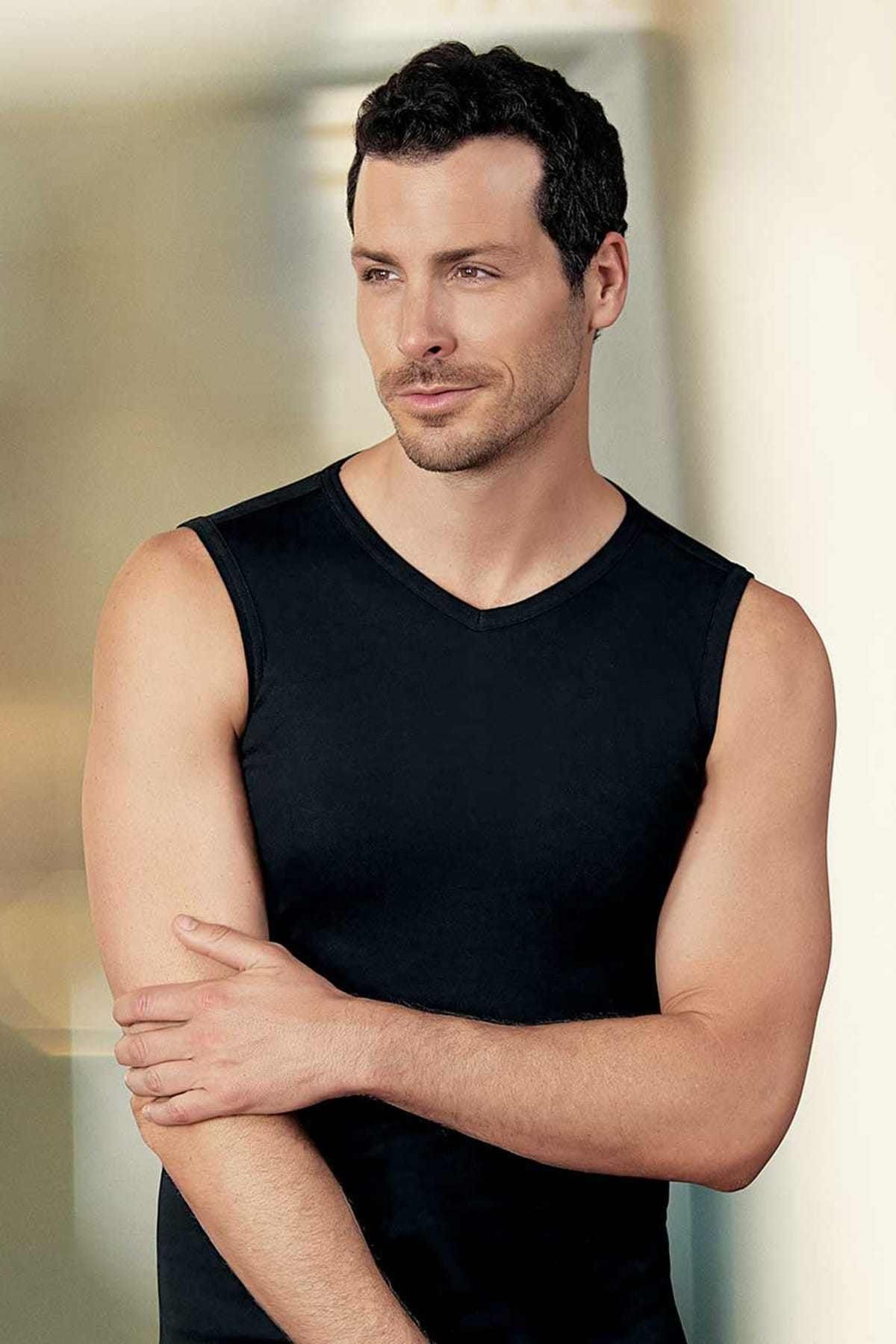 Şahinler Tricou Sport Negru Cu Decolteu În V Pentru Bărbați Masculin - M