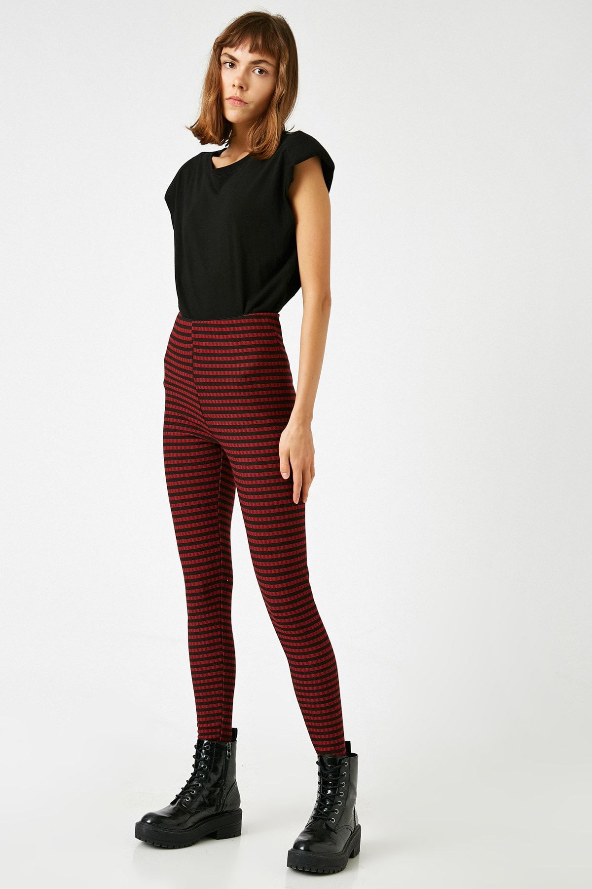 Koton-Leggings negri în carouri de damă 9KAL41045JK 2