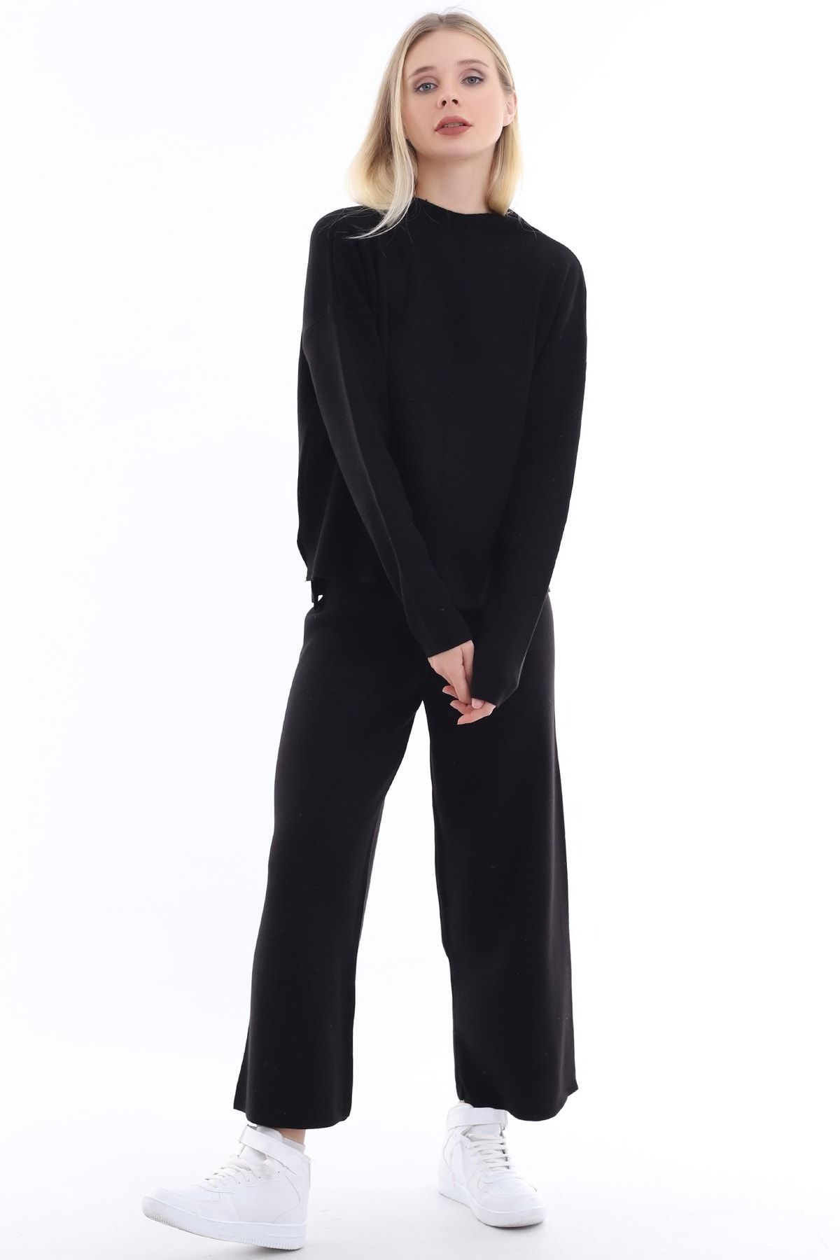 Matte-Custom, Loose and Comfortable Design, Soft Textured Sweater, Elastic Waist Trousers Knitwear Set 2