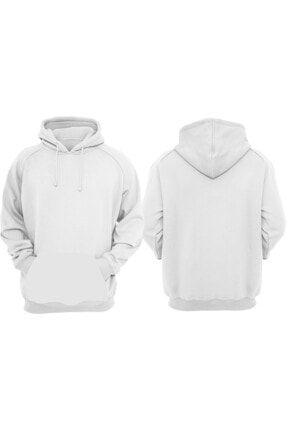 Unisex Beyaz Basic Sweatshirt vectorbasichoodie002