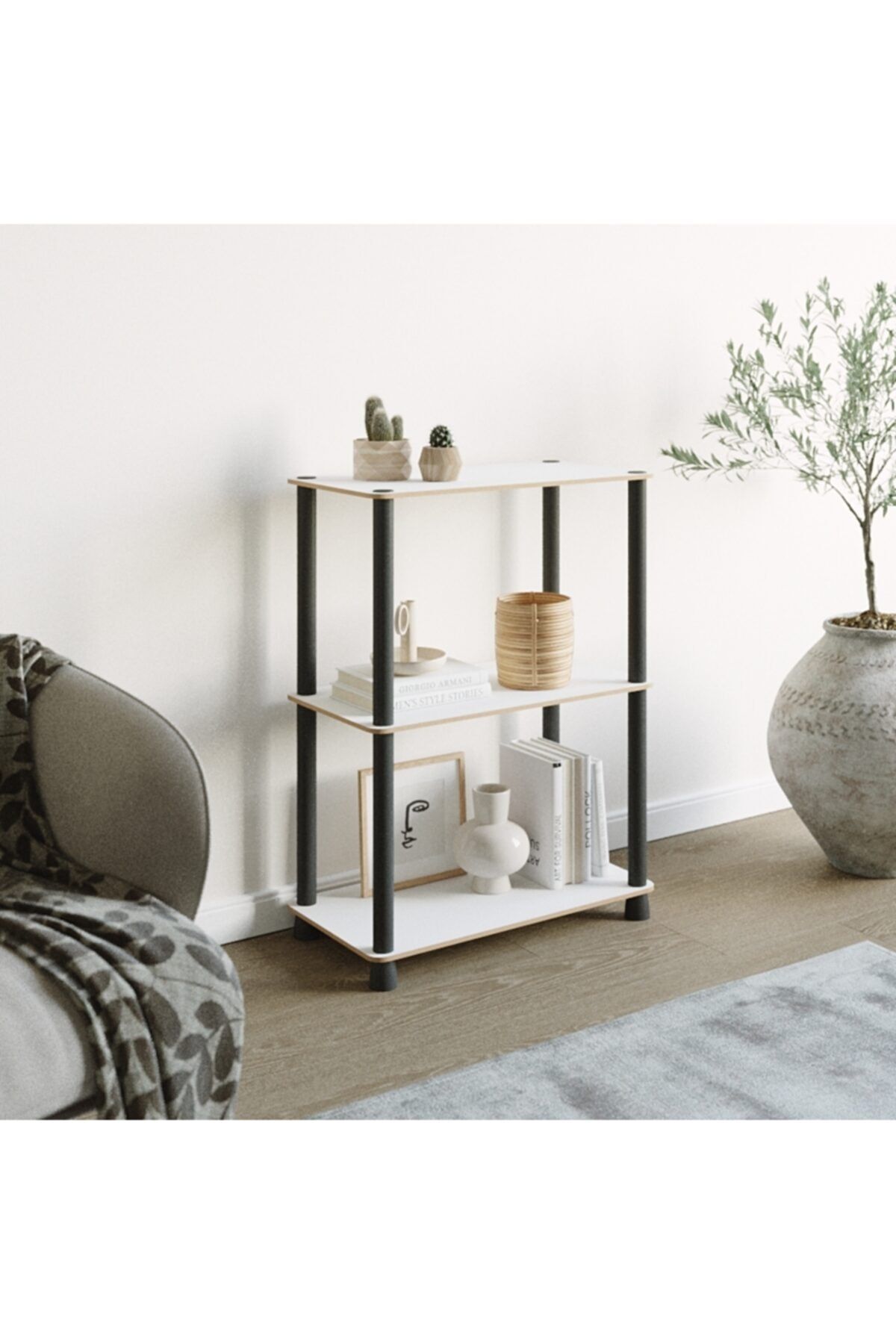 ATA HOME Çok Amaçlı 2 Raflı Ahşap Modern Dekoratif Kitap Dosya Ev Ofis Rafı
