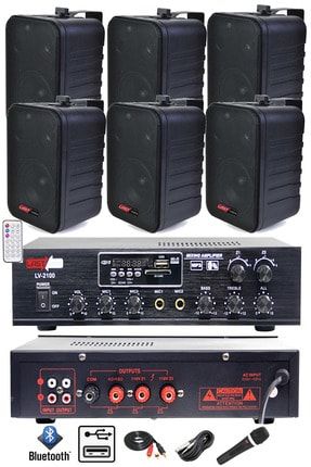 Black Soft Paket-4 Hoparlör Anfi Mikrofon Mağaza Ses Sistemi 19813